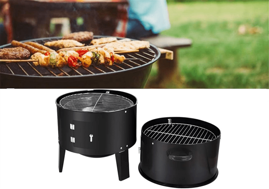 3 in 1 Portable Round Barbecue Grill with Heat Indicator Thermometer Vinco Kuwait